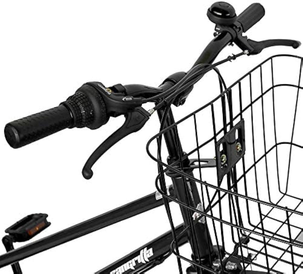 □シティサイクル 27インチ 黒 ブラック 軽快車 自転車 6段切替 オート